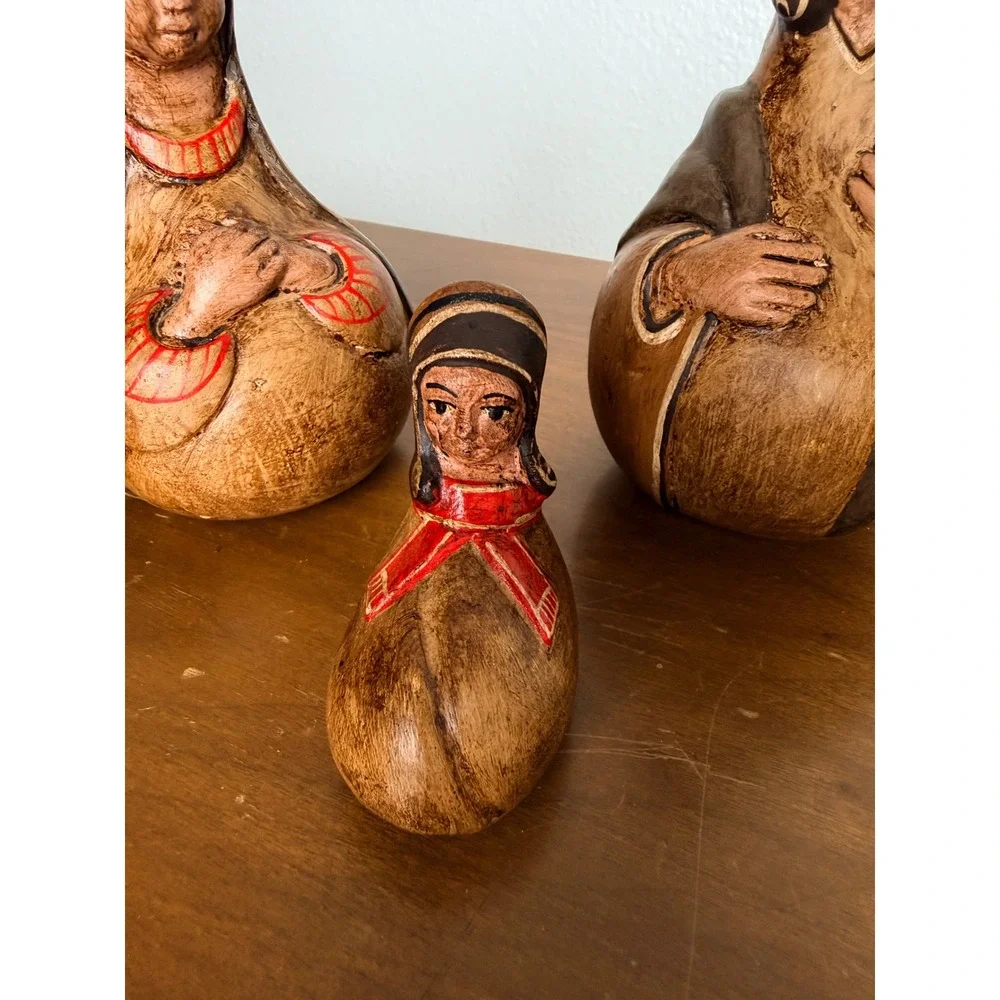 VTG Folk Peruvian‎ Ceramic Nativity Set of 5 Figures Peru Christmas handmade